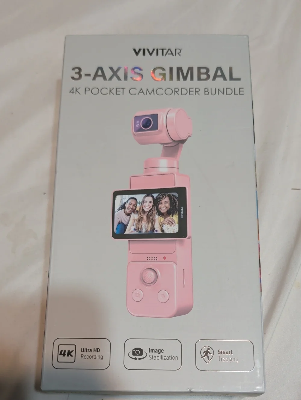 Vivitar 3-Axis Gimbal 4K Pocket Camcorder - Pink